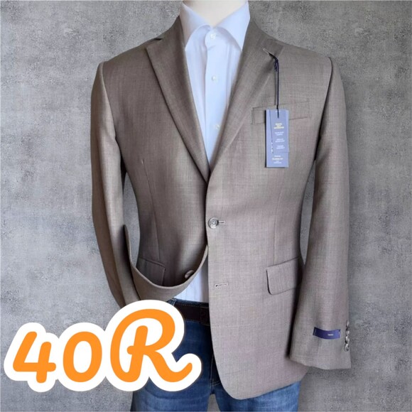 STAFFORD Mens Blazer Sport Coat Two Button Jacket 40R Tan/Brown Wool Blend Suits - Picture 2 of 15